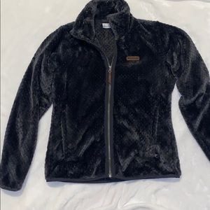 COLUMBIA Fuzzy Gray Fleece Jacket MED